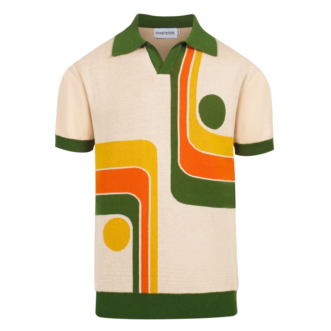 70s knit polo shirt best sale