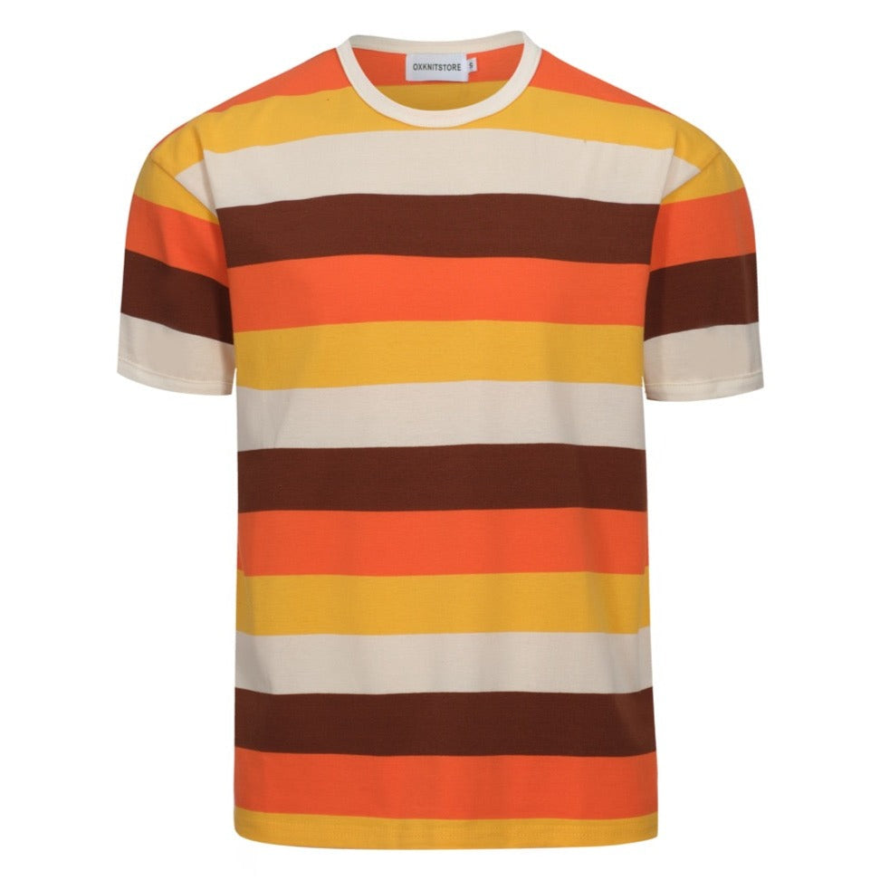OXKNIT T-Shirt for Men Cotton Knit, Chest Stripe Short Shirt, Classic Retro  Design, Soft, Comfortable, Available in Big Tall at  Men's Clothing  store