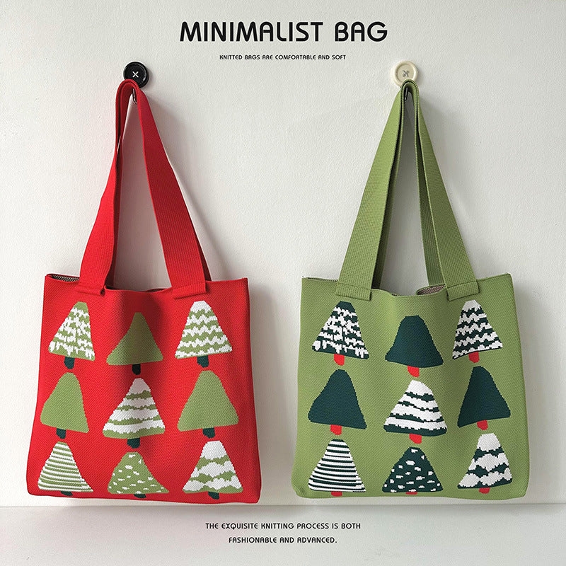 Christmas tree knitted tote bag – OXKnit