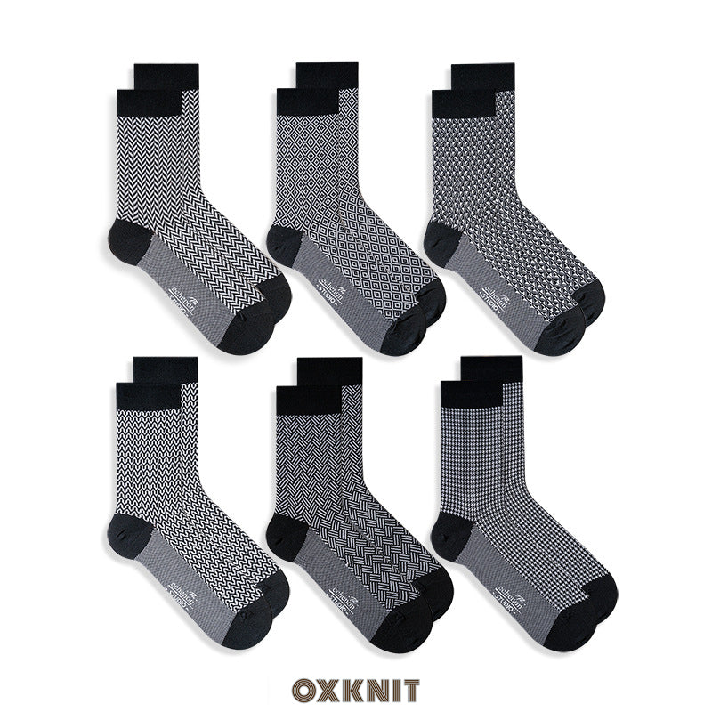 Striped Socks Mid-Calf Vertical Stripes Contrast Color Cotton Socks – OXKnit