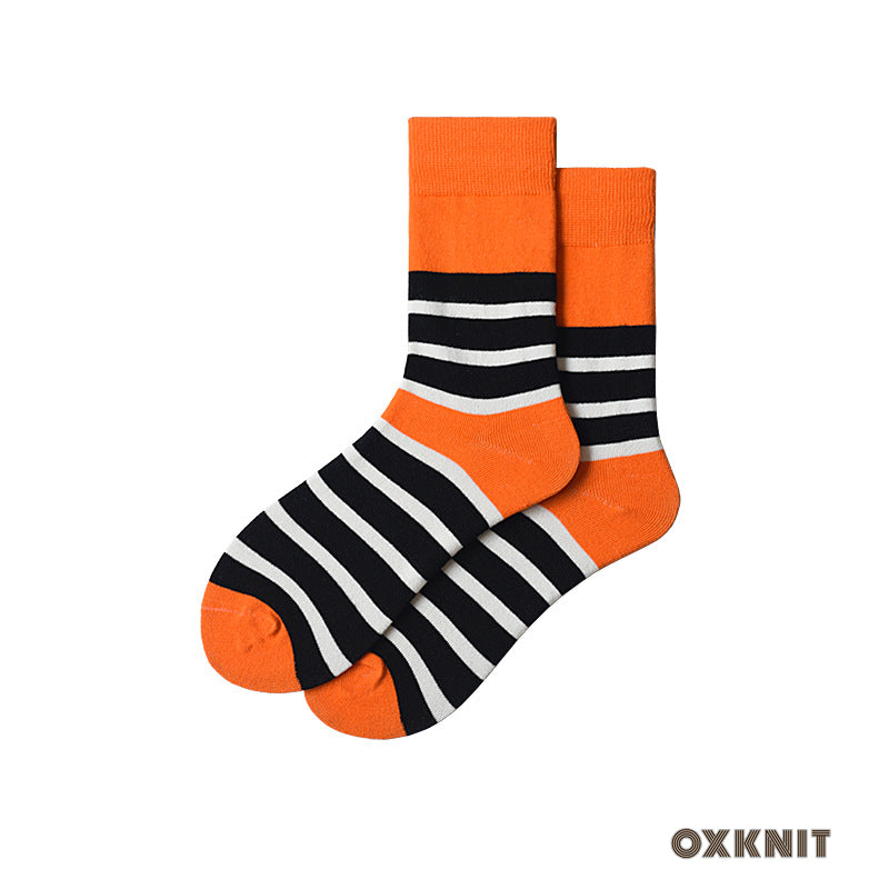 Black Orange Color Men's and Women's Mid-Calf Socks – OXKnit