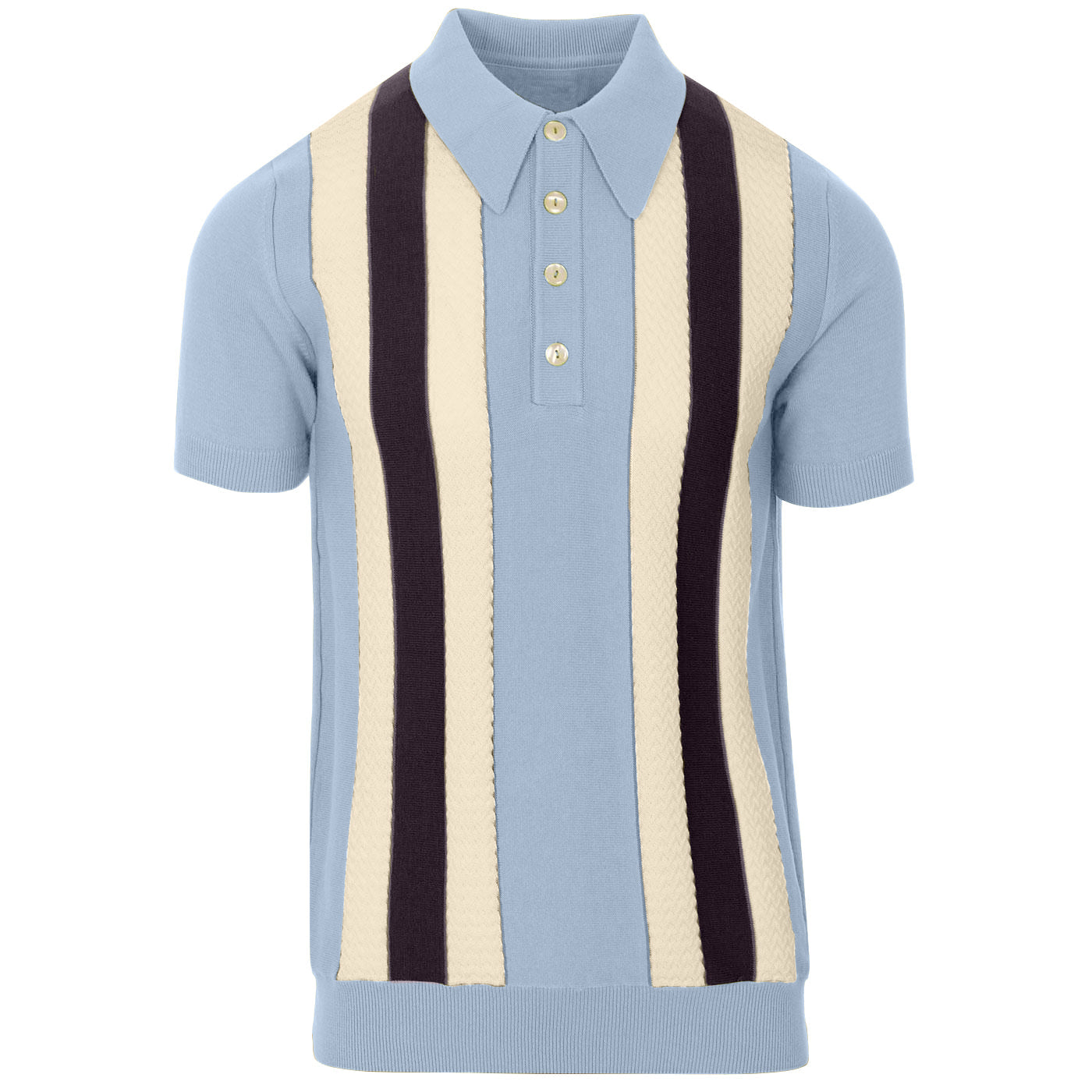 Casual Style OXKNIT Retro Polo 1960s OXKnit Men Mod Clothing Stripe Vintage Blue Knit –