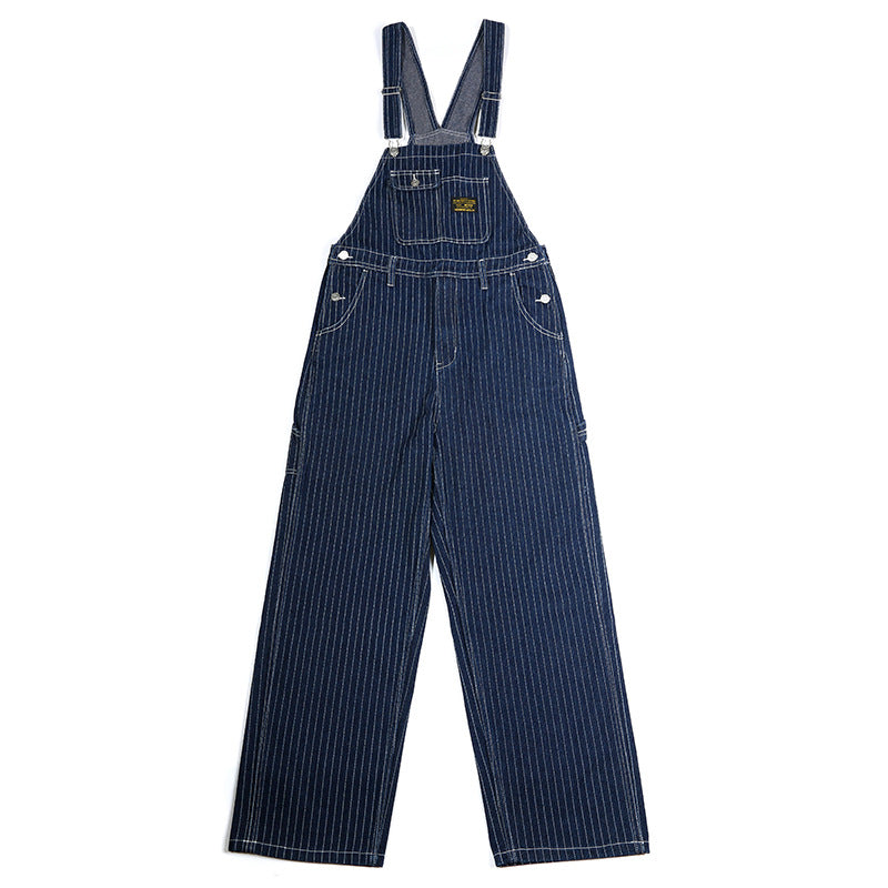 Men's Retro Casual Striped Denim Jumpsuit