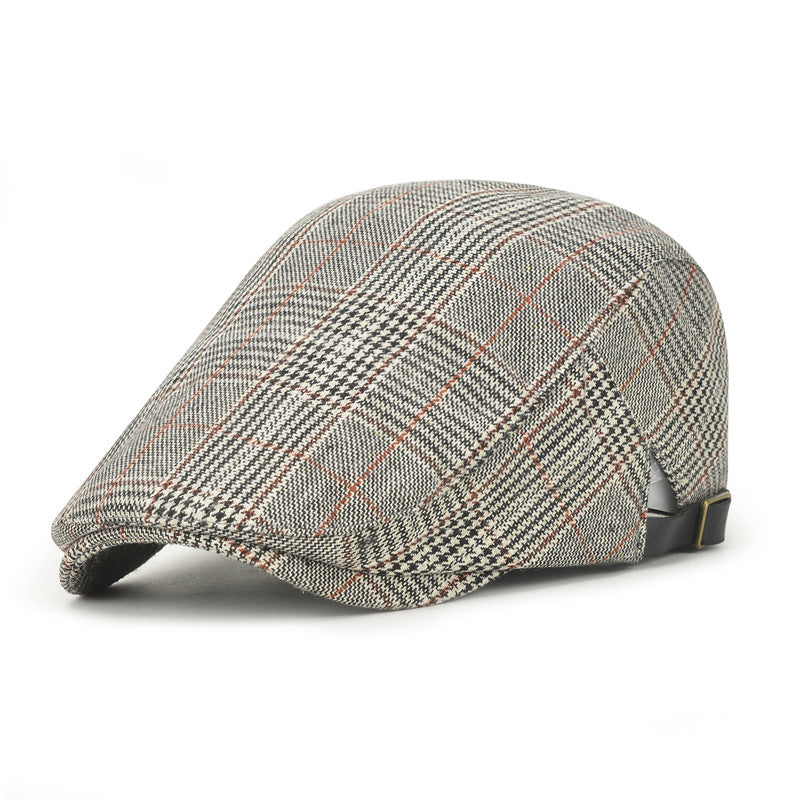 Plaid fashionable and comfortable beret men's and women's same cap