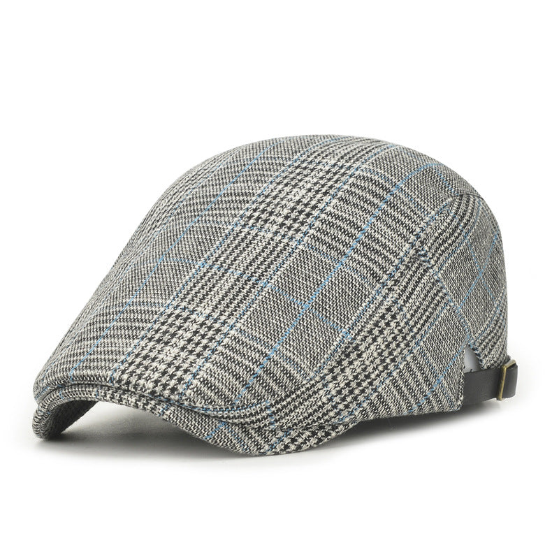 Plaid fashionable and comfortable beret men's and women's same cap