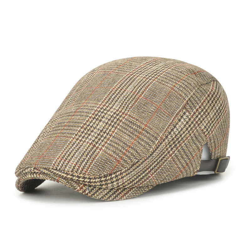 Plaid fashionable and comfortable beret men's and women's same cap