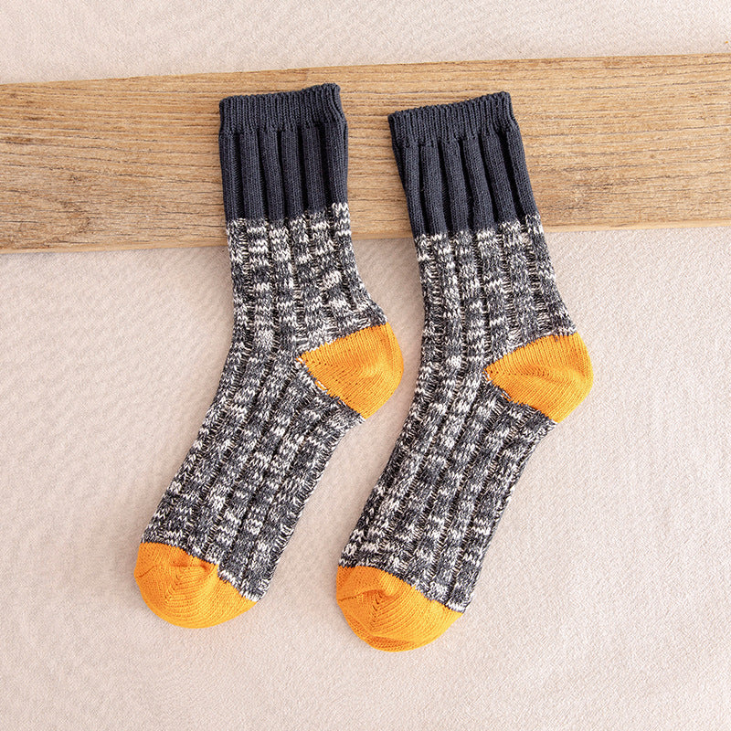 Autumn and winter men's color matching tube socks