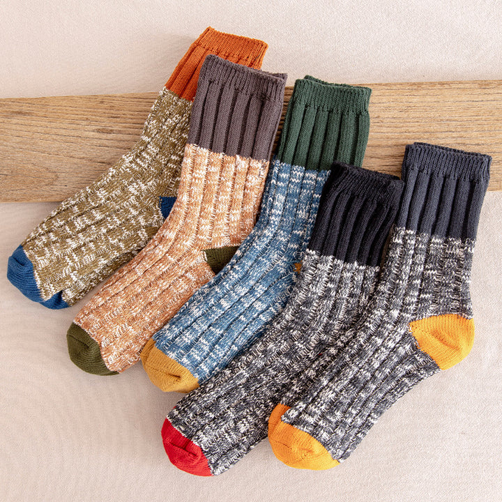 Autumn and winter men's color matching tube socks