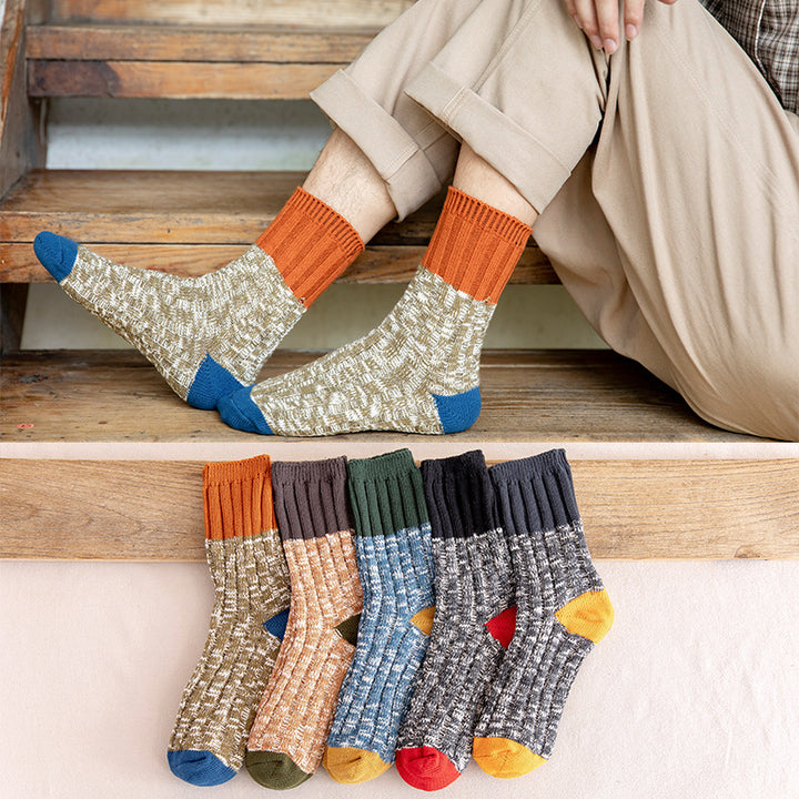 Autumn and winter men's color matching tube socks