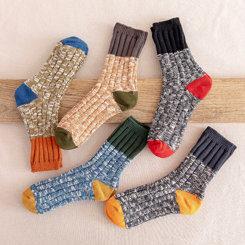 Autumn and winter men's color matching tube socks