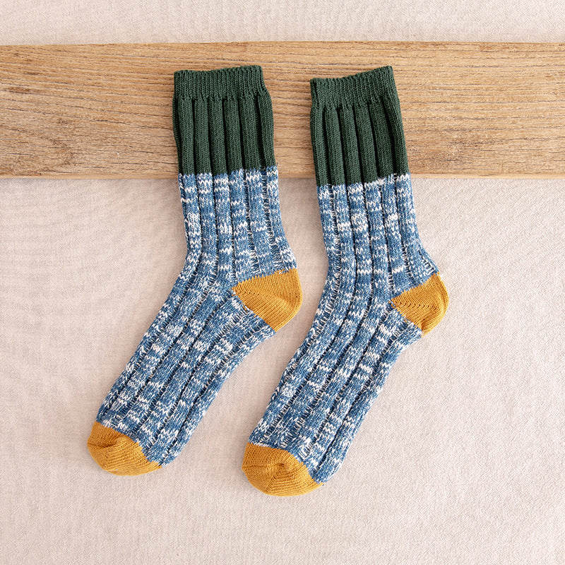 Autumn and winter men's color matching tube socks