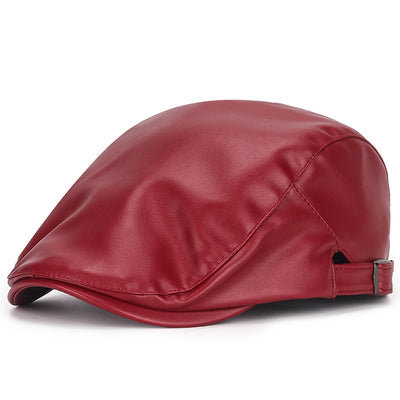 PU leather beret casual cap