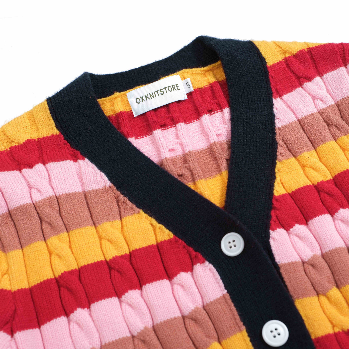 Women's multicolor striped cardigan strap sweater