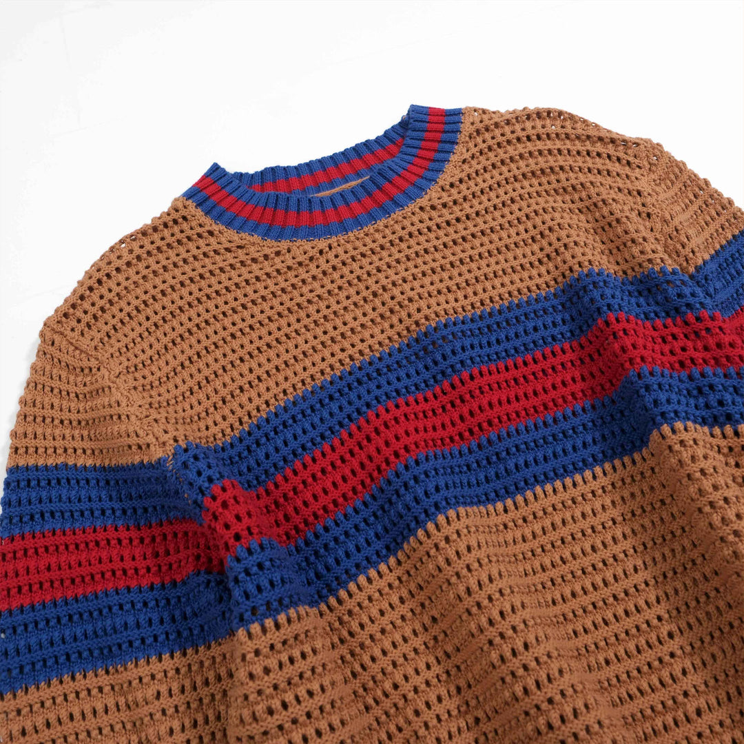 Men's brown vintage period crew-neck sweater