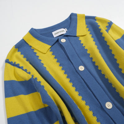 Men's blue vintage 60s cardigan top