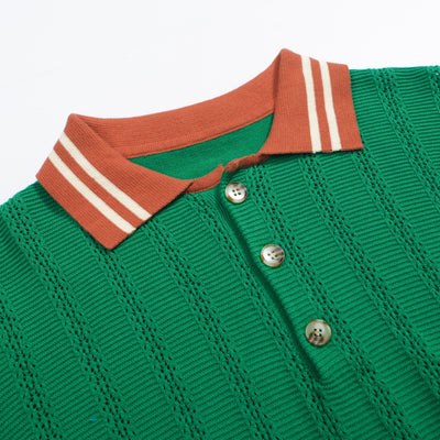 Men's green vintage 60s knit polo shirt