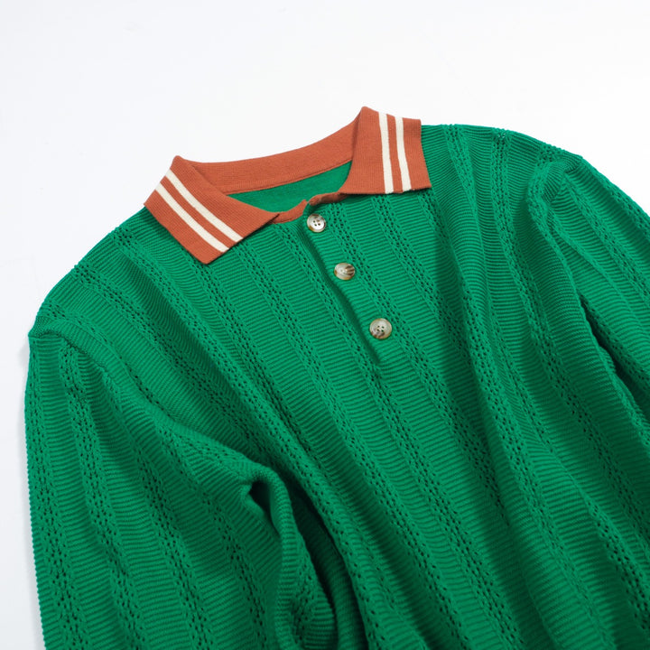 Men's green vintage 60s knit polo shirt