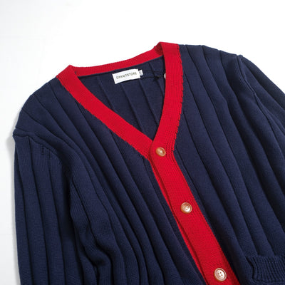 Men's dark blue vintage knit cardigan top