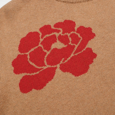 Men's coffee-colored floral 1950s knit T-shirt