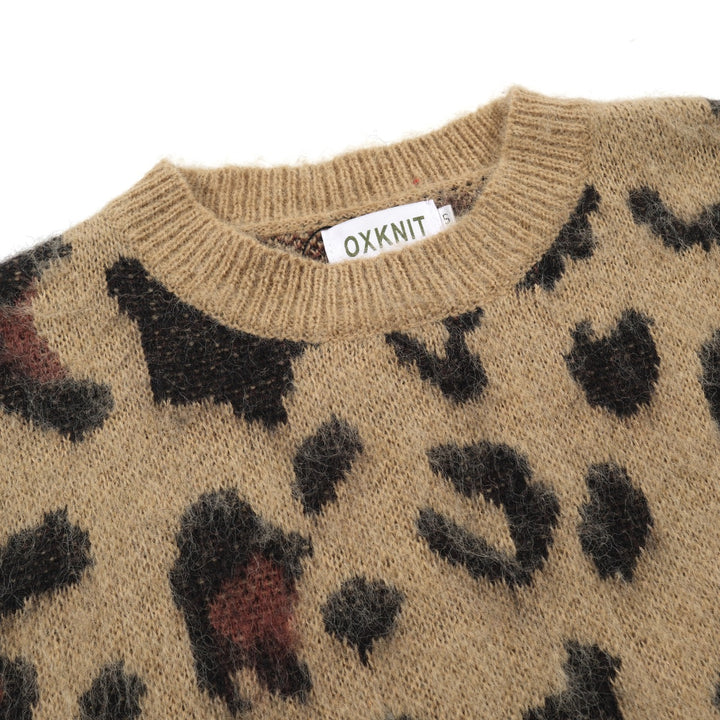 Men's coffee color leopard hair sweater