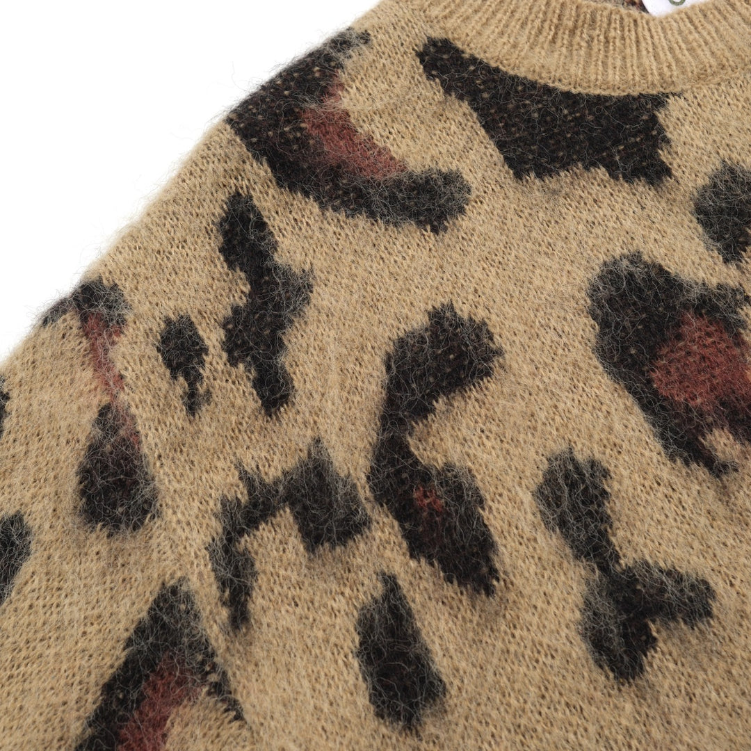 Men's coffee color leopard hair sweater