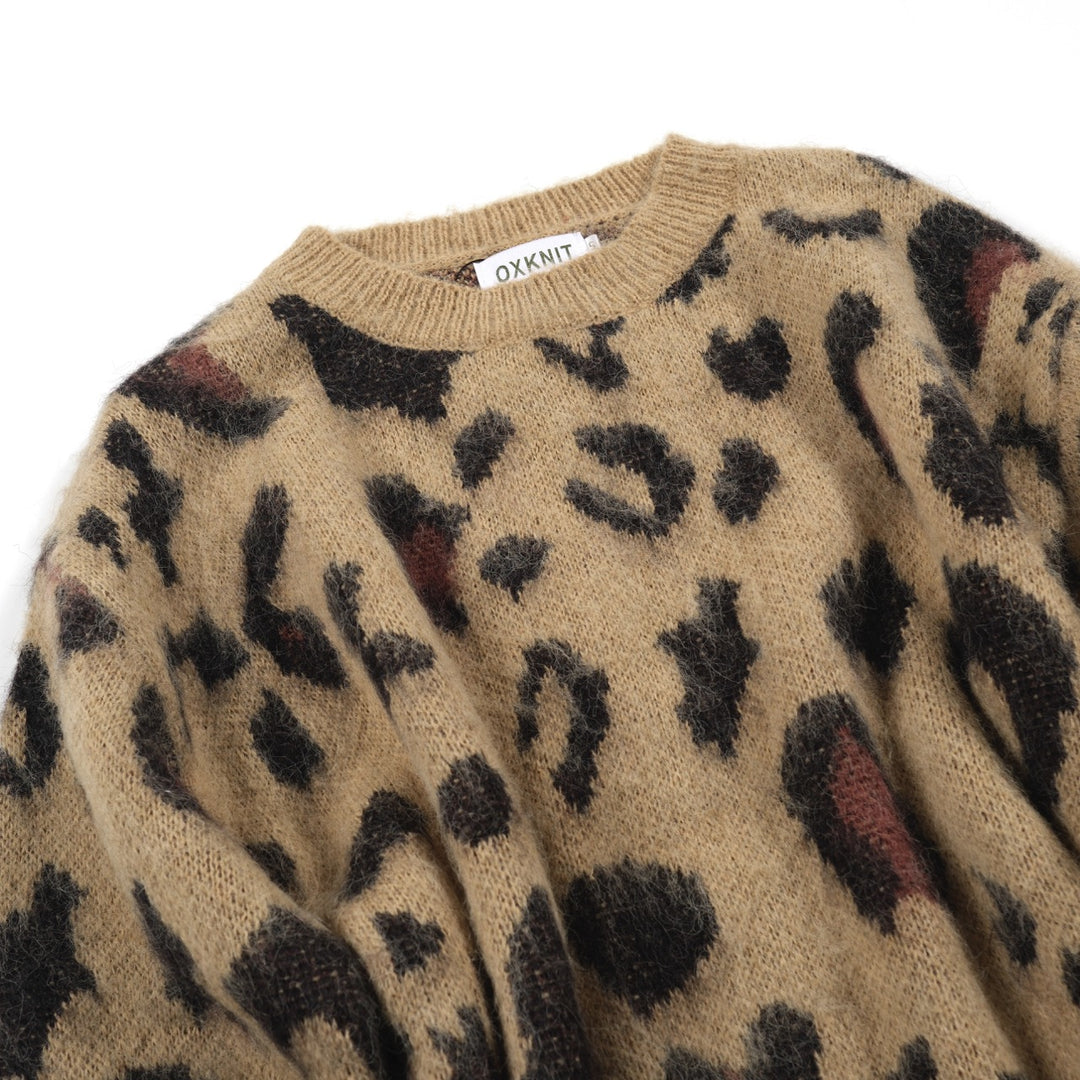 Men's coffee color leopard hair sweater