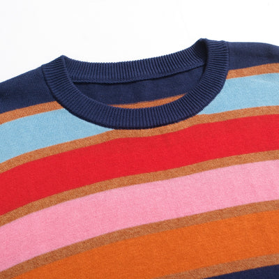 Women's Multicolor striped period crew-neck sweater