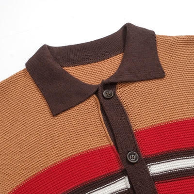 Men's brown vintage knit polo shirt