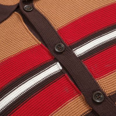 Men's brown vintage knit polo shirt