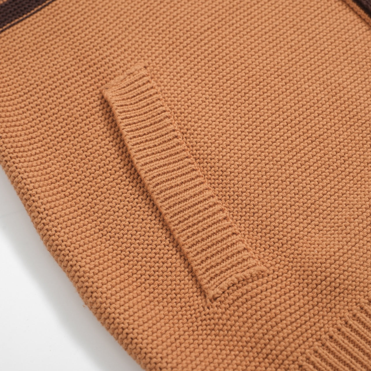 Men's brown vintage knit polo shirt