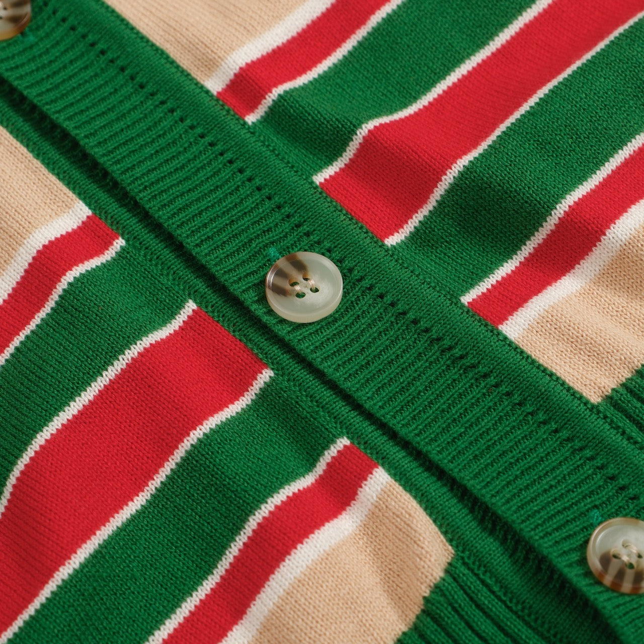 Men's green vintage striped knit cardigan top