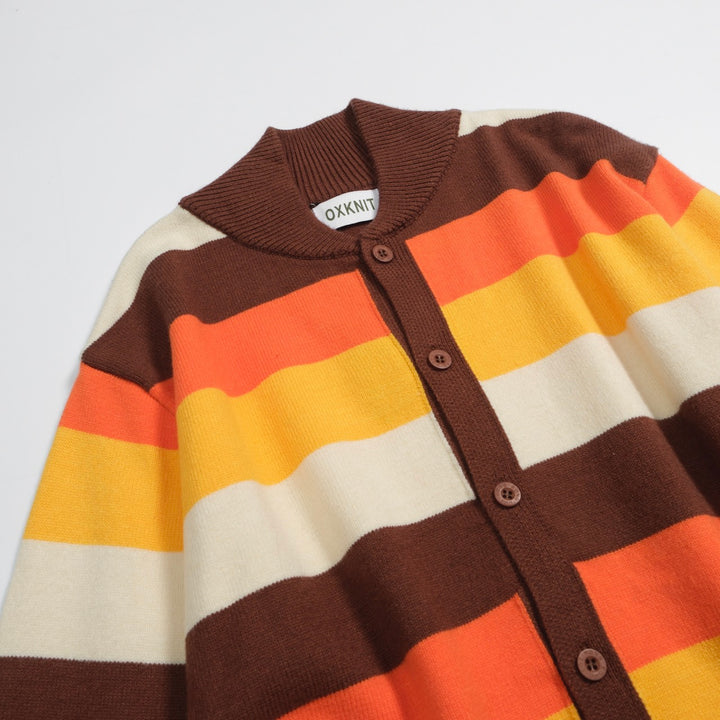 Men's vintage brown striped sweater coat