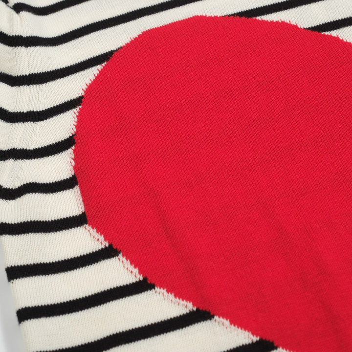 Women's red heart striped knitwear