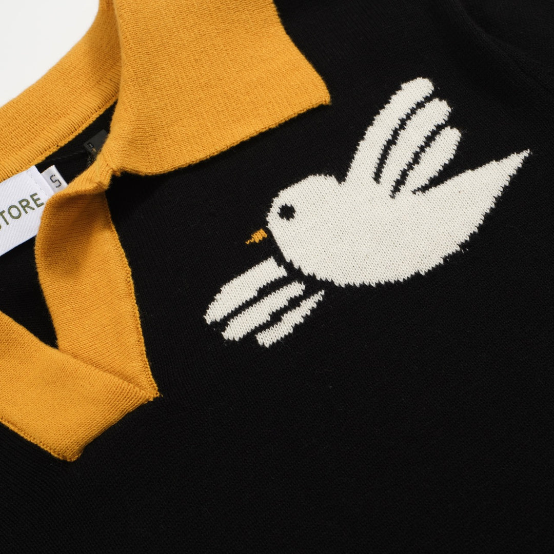 Women's Knitted V-Neck Short-Sleeved Pigeon Polo