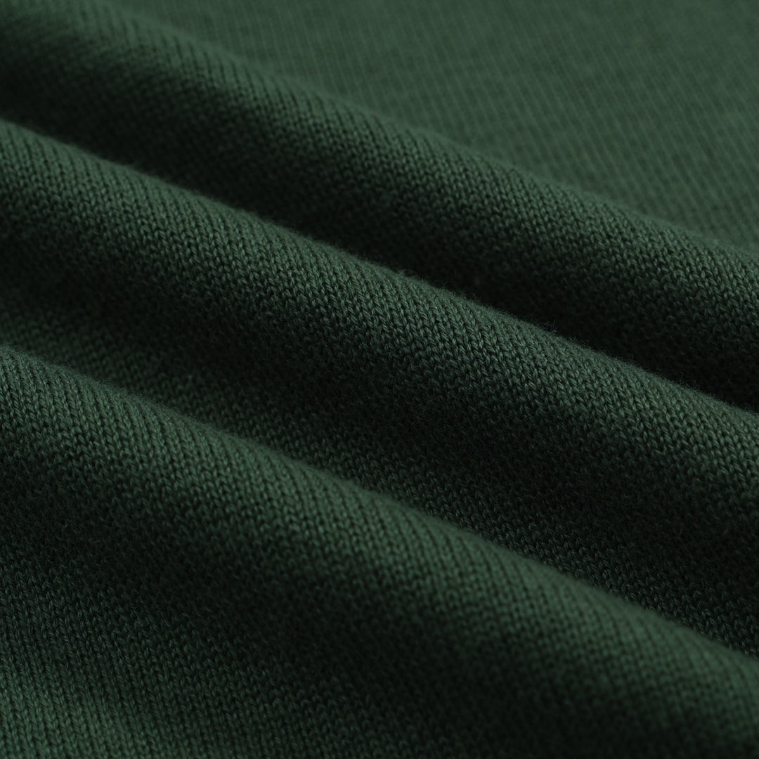 Men's green retro V-neck knit polo shirt