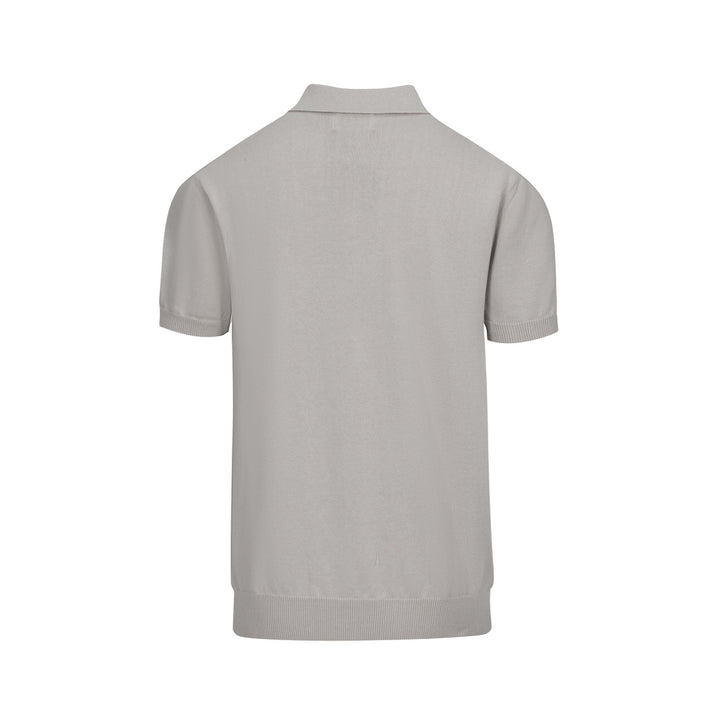 Men's grey star V-neck knit polo shirt