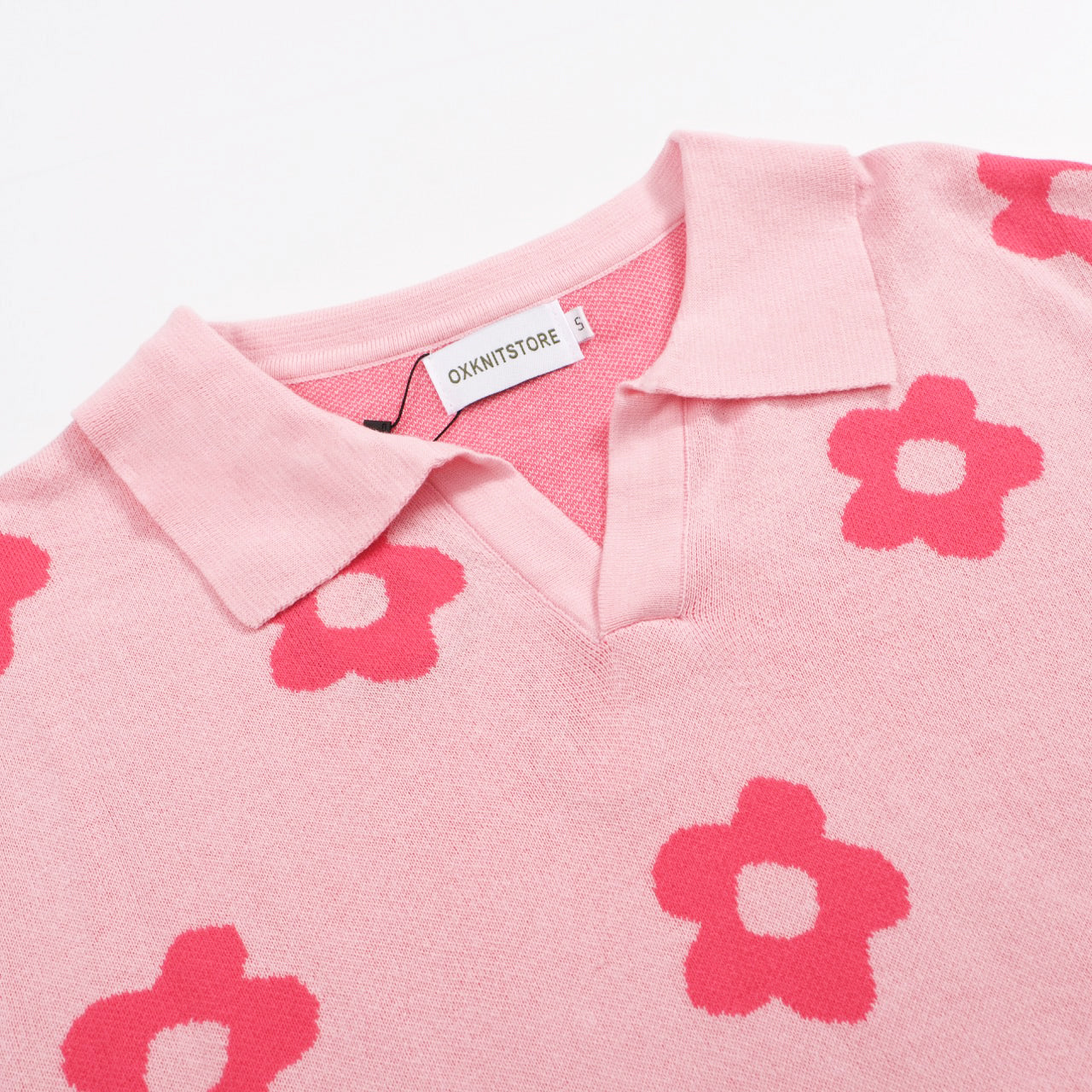 Pink woven outlet polo shirt