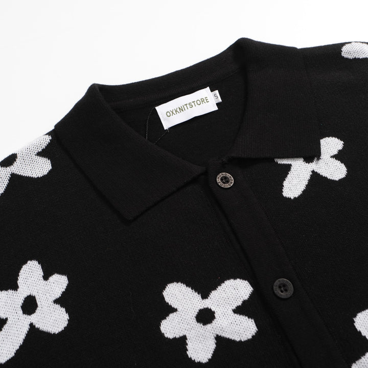 Men's vintage floral cardigan in black