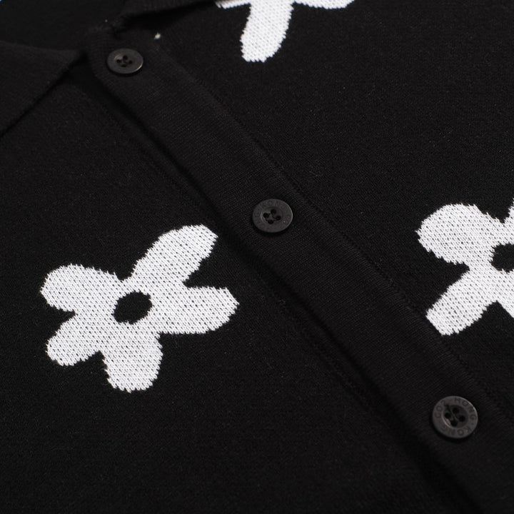 Men's vintage floral cardigan in black