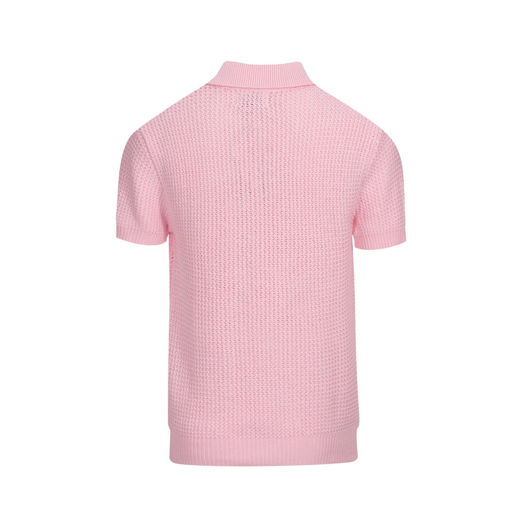 Men's pink knit V-neck Fashion polo