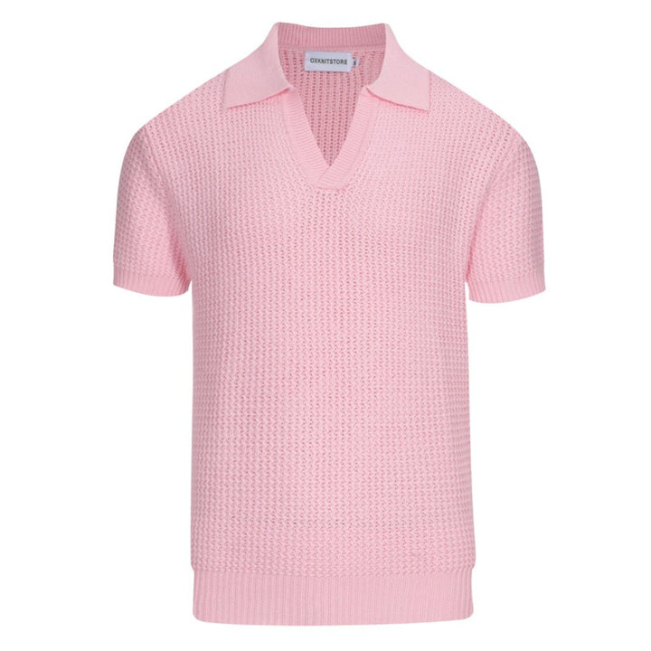 Herren rosa Strick-V-Ausschnitt Mode Polo