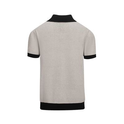 Men's black V-neck knit polo shirt