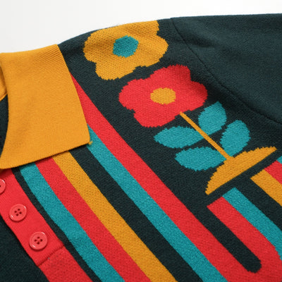 Men's green vintage art polo knit shirt