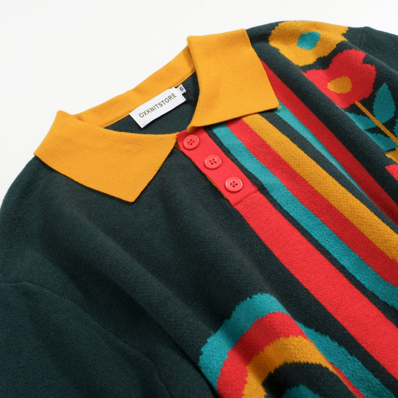 Men's green vintage art polo knit shirt