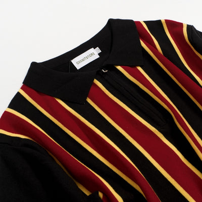 Men's vintage red striped polo knit shirt