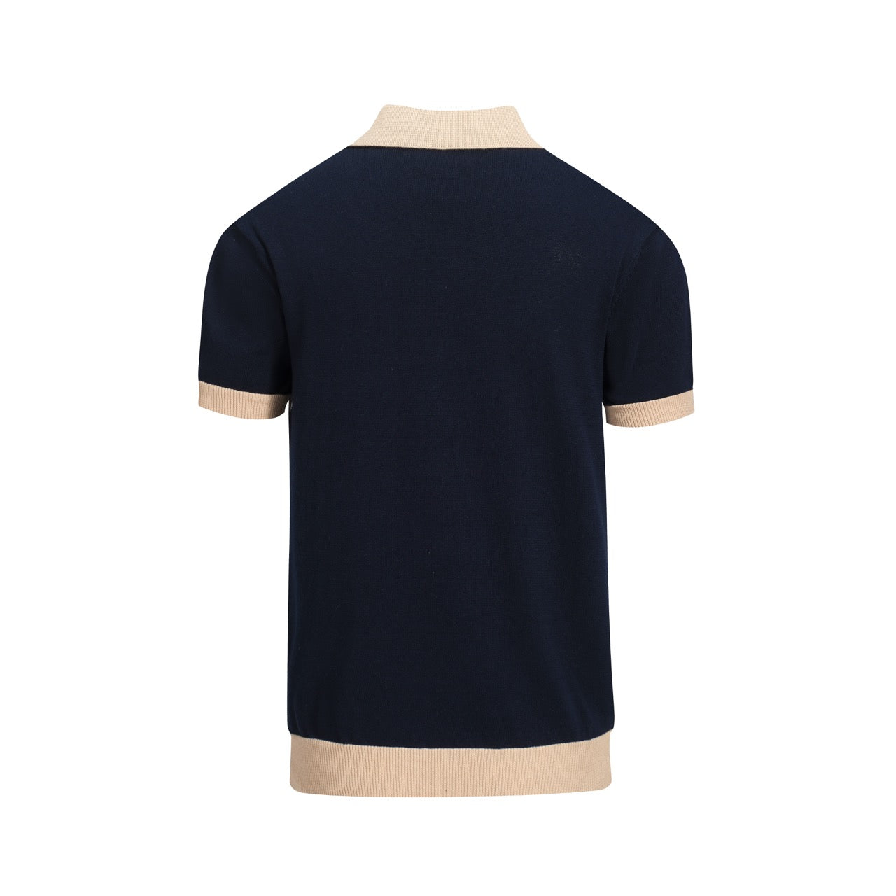 Men's navy blue vintage knit V-neck polo shirt