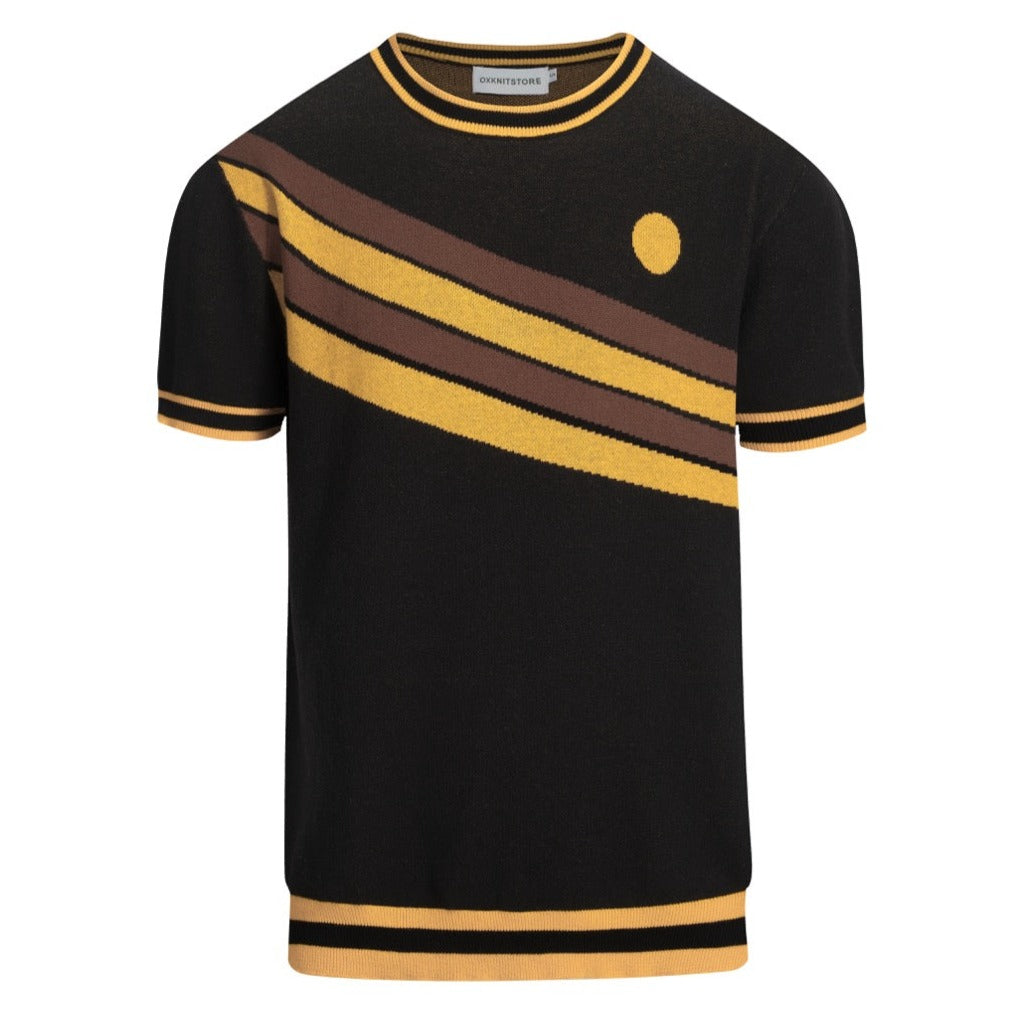 Men's yellow vintage striped knit T-shirt