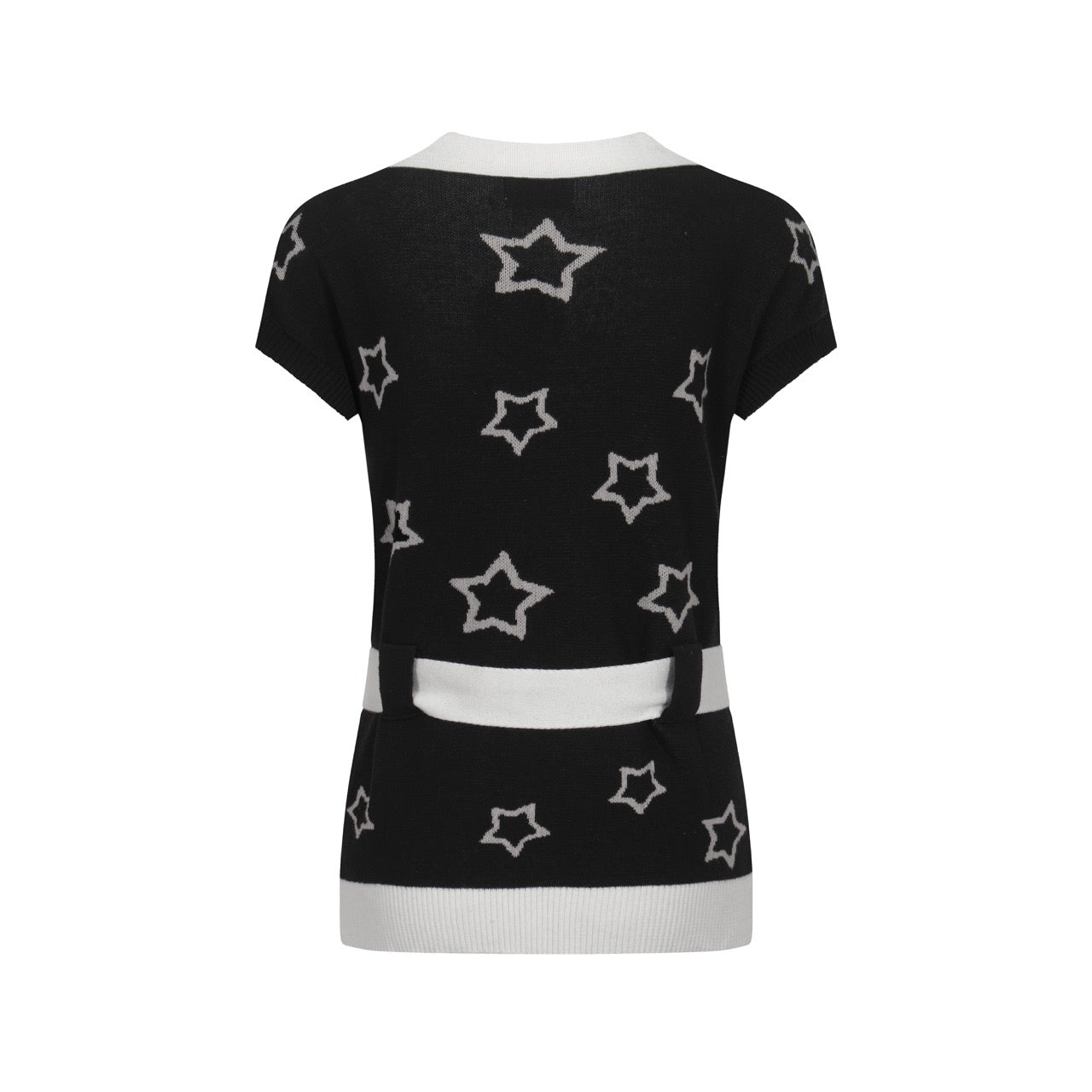 Women's vintage black waistline knit T-shirt