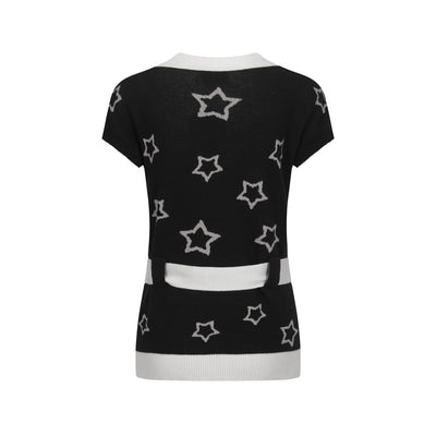 Women's vintage black waistline knit T-shirt