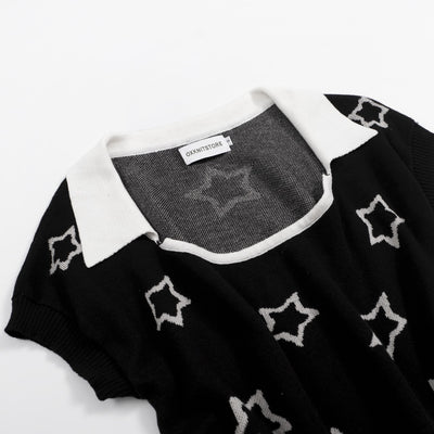 Women's vintage black waistline knit T-shirt